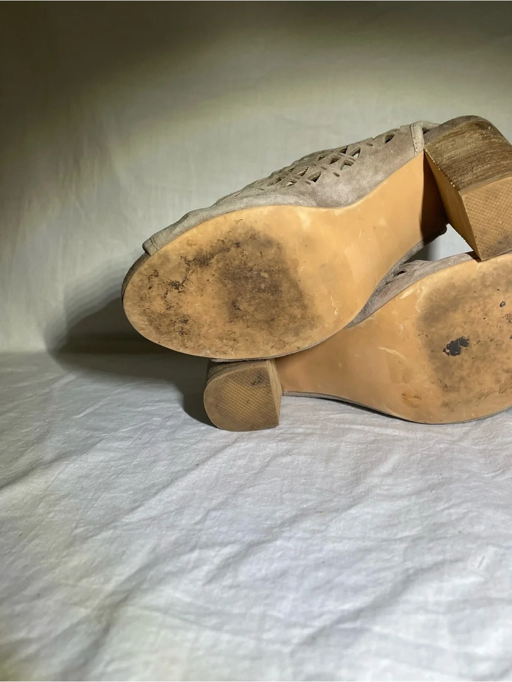 Jeffrey Campbell Quebec Taupe Suede Cutout Chunky Heel Sandal Booties 8